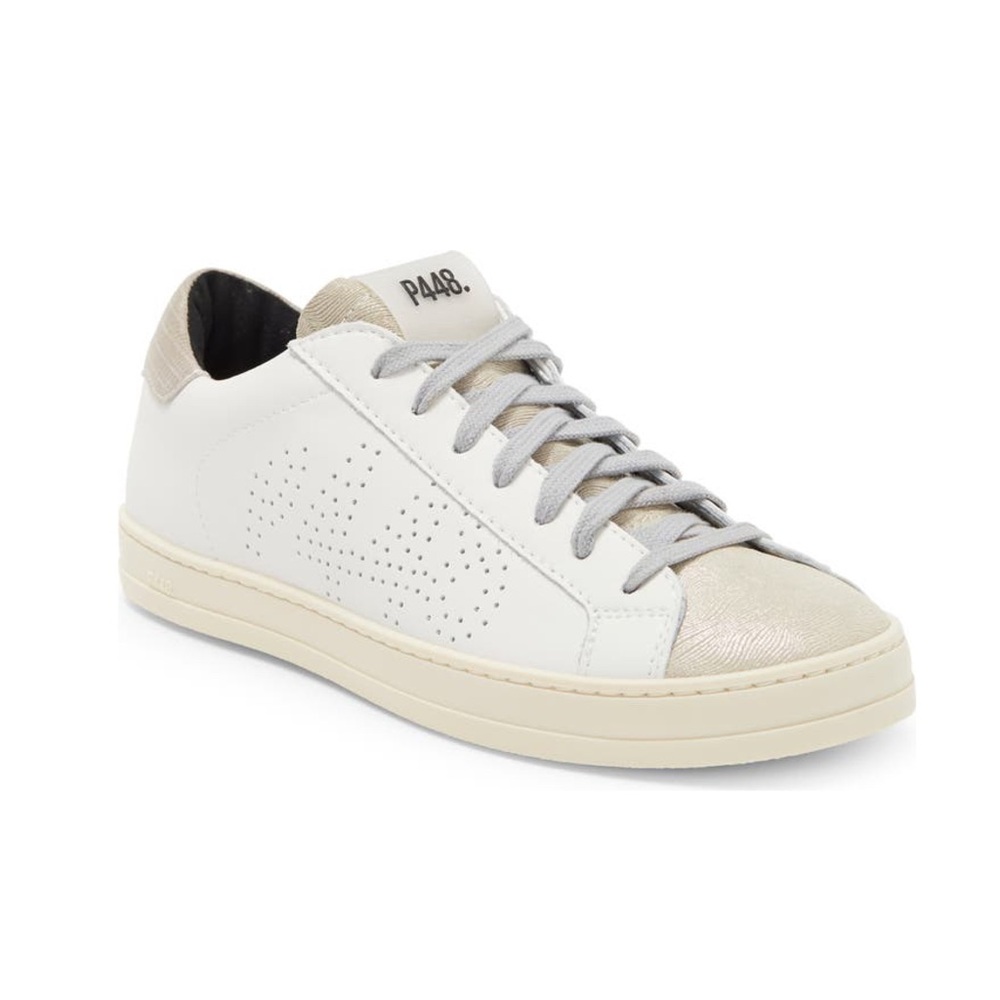 P448 John Sneaker White Lace-Up Sneakers with Subtle Perforation size 36